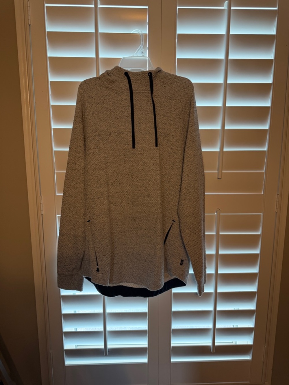 Abercrombie & Fitch Heather Gray Hooded Pullover with Black Drawstrings